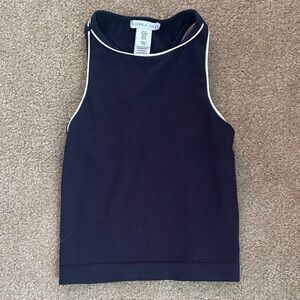 Sincerely Jules Navy Sleeveless Piped cropped tank